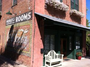 The historic Peerless Hotel building in the Railroad District of Ashland, Oregon